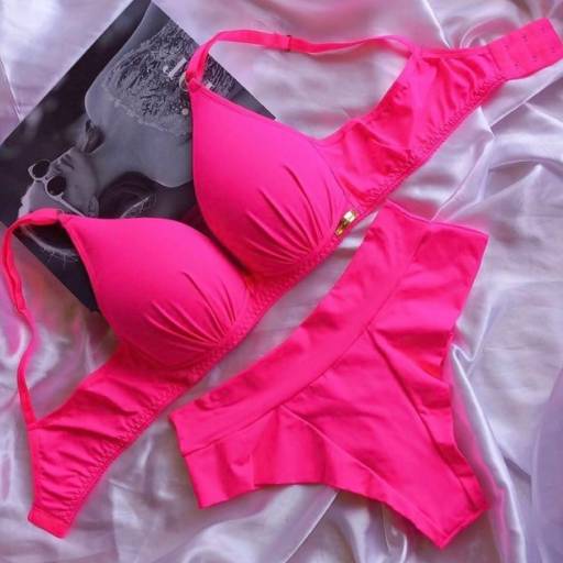 Comprar o produto de Conjunto Pink Neon em Moda Íntima pela empresa Mademoiselle Lingerie  em Botucatu, SP por Solutudo
