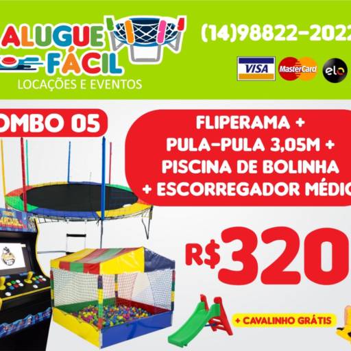 Comprar o produto de Combo 05 em Brinquedos e Hobbies pela empresa Alugue Fácil - Aluguel de Brinquedos em Botucatu, SP por Solutudo