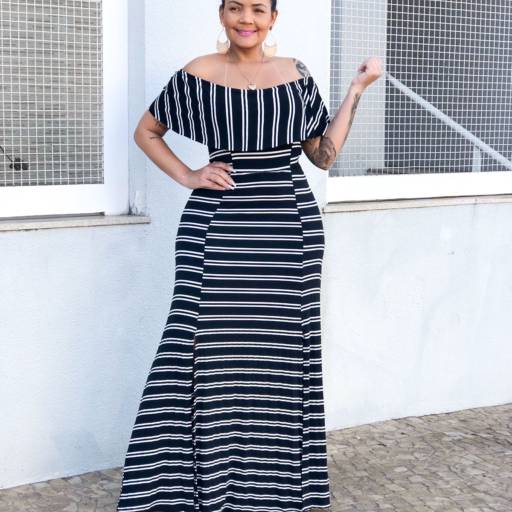 Vestido Longo Ciganinha Listrado em Bauru