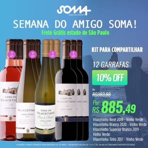 Vilacetinho Rosé 2019  - Vilacetinho Branco 2020  - Vilacetinho Superior Branco 2019 - Vilacetinho Tinto 2017 | 12 Garrafas de Vinho