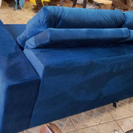 Sofá retration e retato, em dued azul caneta e cinza (grafitt) por Carlão Capoteiro e Estofador Sofá retration e retato, em dued azul caneta e cinza (grafitt) por Carlão Capoteiro e Estofador