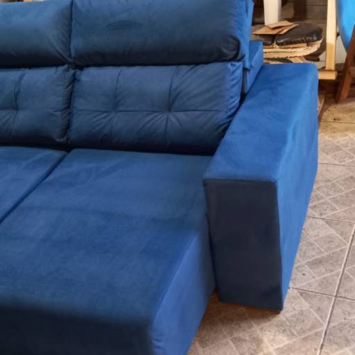 Sofá retration e retato, em dued azul caneta e cinza (grafitt) por Carlão Capoteiro e Estofador Sofá retration e retato, em dued azul caneta e cinza (grafitt) por Carlão Capoteiro e Estofador