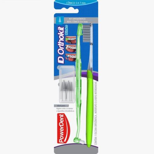 Kit PowerDent ID Orthokit Escova Ortodôntica + Intertufo + Refil Interdental Cônico