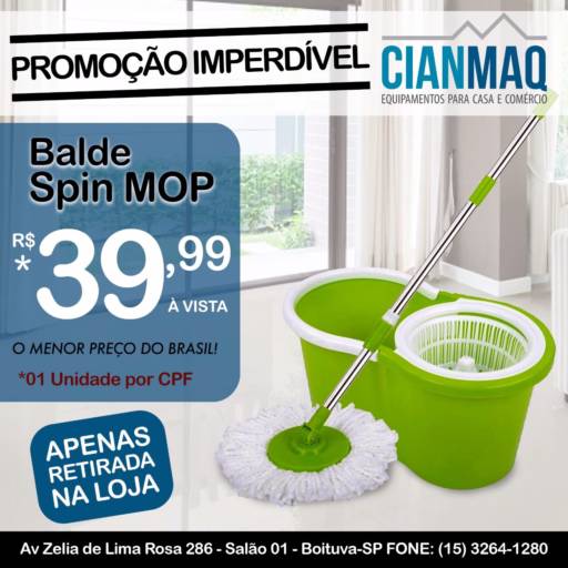 Comprar o produto de Balde spin mop  em Utensílios Domésticos pela empresa Cianmaq em Boituva, SP por Solutudo