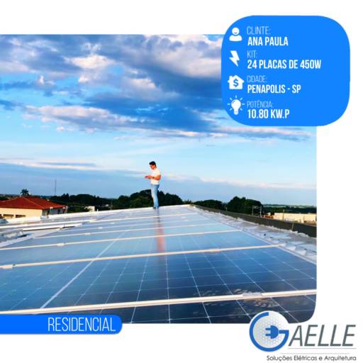 Comprar o produto de Energia Solar para Residências em Energia Solar pela empresa Gaelle Soluções Elétricas e Arquitetura em Bady Bassitt, SP por Solutudo