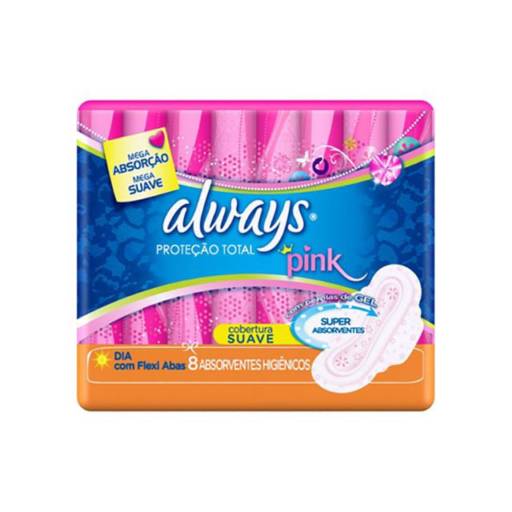 Absorvente Always Pink C/Abas Suave 8un C/ABAS C/08