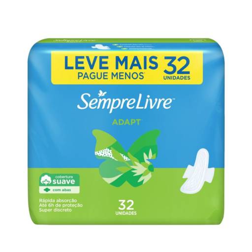 Absorvente Sempre Livre Adapt Plus    Suave  Ultrlv  C/ Abas   C/32 Unid 