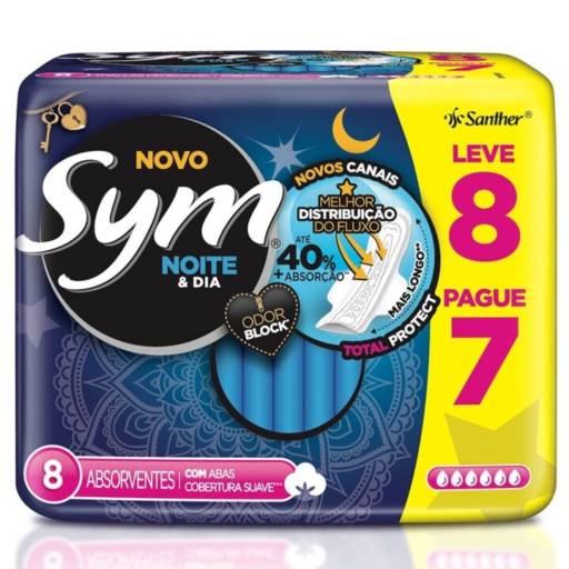 Absorvente Noturno Sym Leve 8 E Pague 7 c/abas 