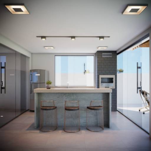 Projetos em 3D em Santa Bárbara Resort Residence, SP por Viviane e Luan - LV Engeo Engenharia e Arquitetura