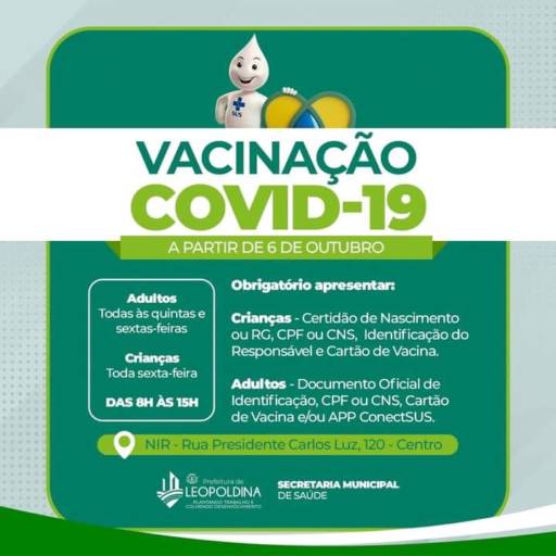 Vacinação COVID-19 por Prefeitura Municipal de Leopoldina-MG