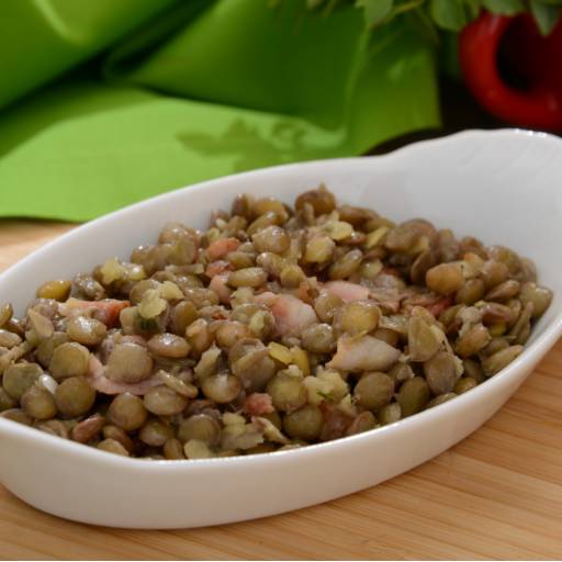 Lentilhas com bacon por Leveat - Comidas saudáveis e ultrassaborosas