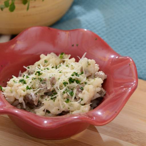 Risoto de filé com queijo meia cura por Leveat - Comidas saudáveis e ultrassaborosas