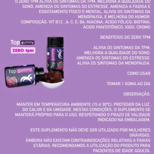Top Gummy Zero TPM TopNew em Bauru por ASTT BAURU PRESTAÇÃO DE SERVIÇO E COMERCIO MEI - TOPNEW SUPLEMENTOS ALIMENTARES