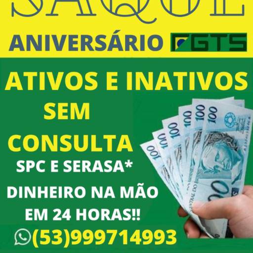 Antecipação do saque aniversário FGTS em Santa Vitória do Palmar, RS por Cred Mais Empréstimos e Finaciamentos
