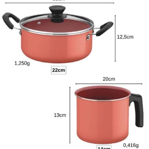 Jogo de Panelas Cerâmica 5 Peças Évora Coral - Tramontina por Casa Vitória