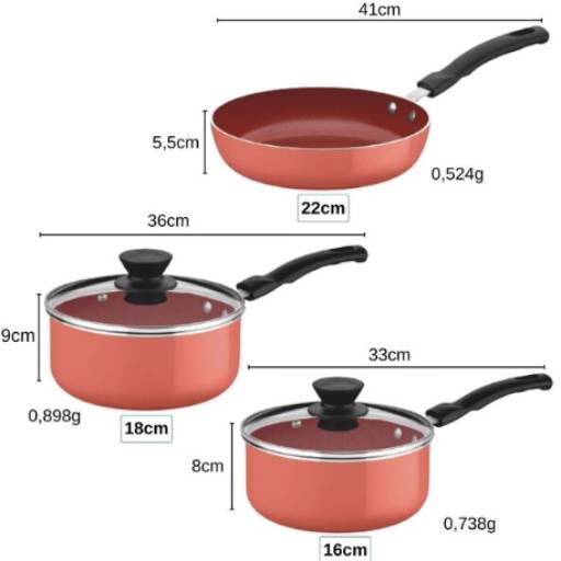 Jogo de Panelas Cerâmica 5 Peças Évora Coral - Tramontina por Casa Vitória