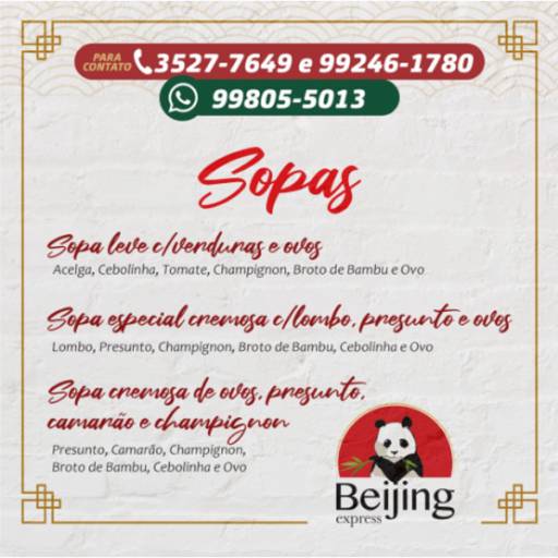 Comprar o produto de Sopas em Sopas e Caldos pela empresa Beijing Express em Itapetininga, SP por Solutudo