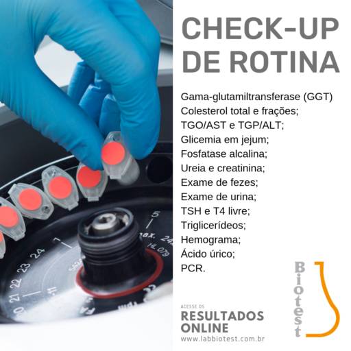Comprar o produto de Check-up de rotina em Laboratórios Clínicos pela empresa Biotest em Botucatu, SP por Solutudo