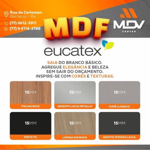 Comprar o produto de Venda de Produtos Eucatex em Marcenaria pela empresa MDV Center -  A Loja do Marceneiro em Barreiras, BA por Solutudo