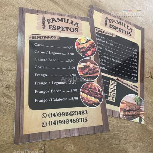 Cardápio em Ps adesivado em Bauru por ArteDream Comunicação Visual
