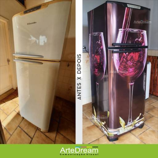Envelopamento de geladeira em Bauru por ArteDream Comunicação Visual