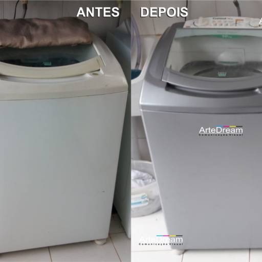 Envelopamento de máquina de lavar em Bauru por ArteDream Comunicação Visual