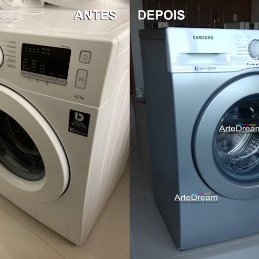 Envelopamento de máquina de lavar em Bauru por ArteDream Comunicação Visual