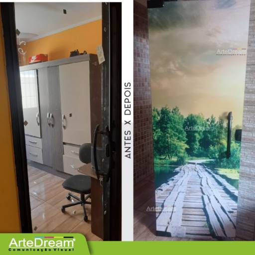 Adesivo em portas e blindex:  jateado, chapado, perfurado e cores em Bauru por ArteDream Comunicação Visual