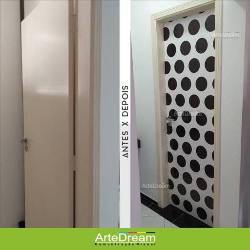 Adesivo em portas e blindex:  jateado, chapado, perfurado e cores em Bauru por ArteDream Comunicação Visual