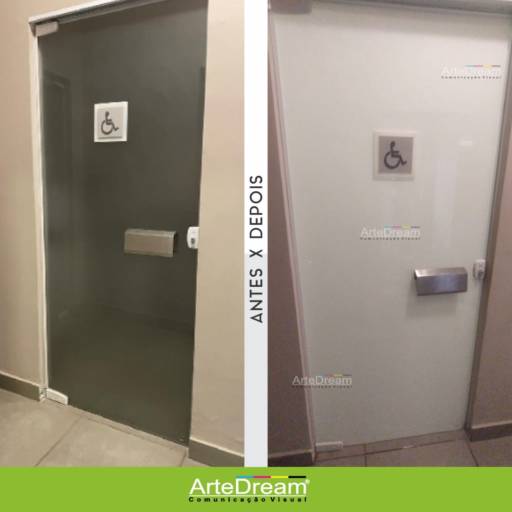 Adesivo em portas e blindex:  jateado, chapado, perfurado e cores em Bauru por ArteDream Comunicação Visual