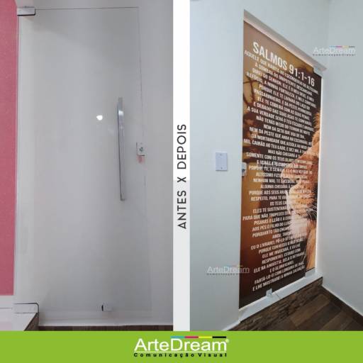 Adesivo em portas e blindex:  jateado, chapado, perfurado e cores em Bauru por ArteDream Comunicação Visual