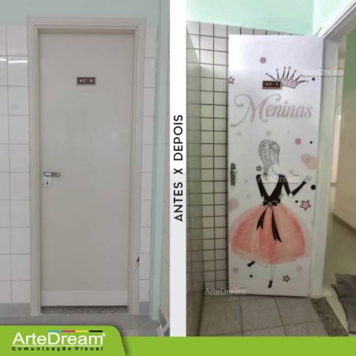 Adesivo em portas e blindex:  jateado, chapado, perfurado e cores em Bauru por ArteDream Comunicação Visual
