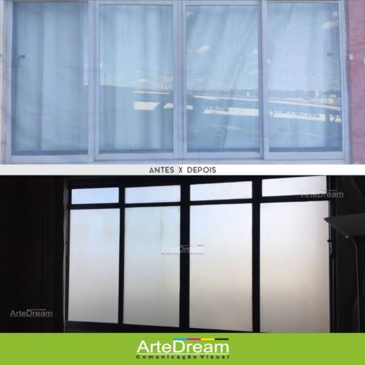 Adesivo em portas e blindex:  jateado, chapado, perfurado e cores em Bauru por ArteDream Comunicação Visual