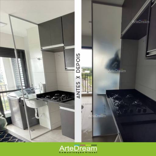 Adesivo em portas e blindex:  jateado, chapado, perfurado e cores em Bauru por ArteDream Comunicação Visual