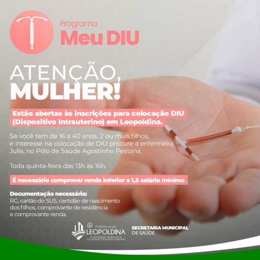 PREFEITURA OFERECE INSERÇÃO GRATUITA DE DIU A MULHERES DE LEOPOLDINA