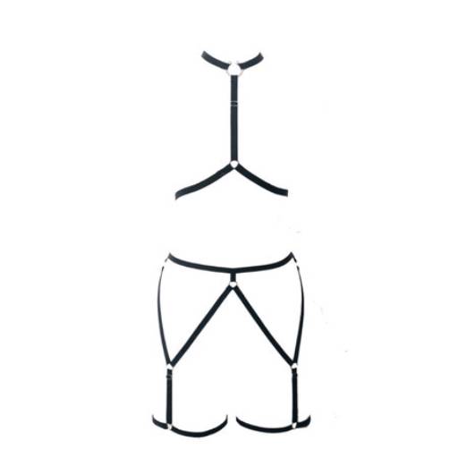 Conjunto Harness em tiras elásticas em Bauru por SIQX Handmade Lingerie