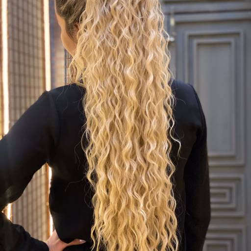 Aplique de rabo de cavalo cabelo ondulado loiro em Foz do Iguaçu, PR por Trimurti Cabelos para Mega Hair Perucas Jumbo e Apliques para Cabelo 