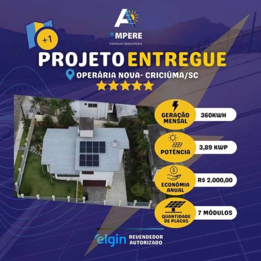 Comprar o produto de Empresa de Instalação de Energia Solar em Energia Solar pela empresa Ampere Energias Renováveis em Araranguá, SC por Solutudo