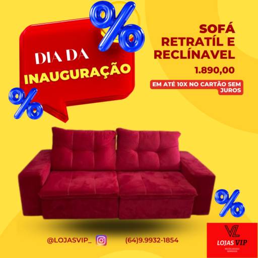 Comprar o produto de Sofá retrátil e reclinável  em Sofás pela empresa Lojas Vip em Mineiros, GO por Solutudo