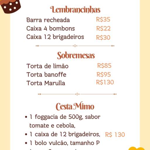 Cardápio de lembrancinhas para o dia das Mães!