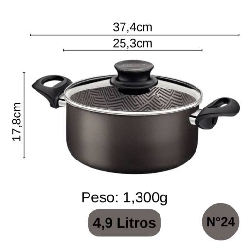 Caçarola Antiaderente 24cm Chumbo - Tramontina por Casa Vitória