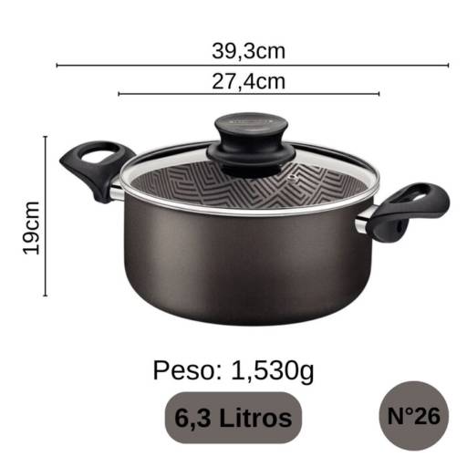 Caçarola Antiaderente 26cm Chumbo - Tramontina por Casa Vitória