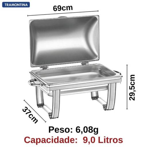 Rechaud Inox 9,0L c/Tampa Fixa - Tramontina por Casa Vitória