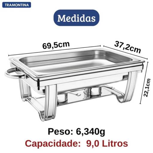 Rechaud Inox 1 Cuba c/2 Fogareiros - Tramontina por Casa Vitória