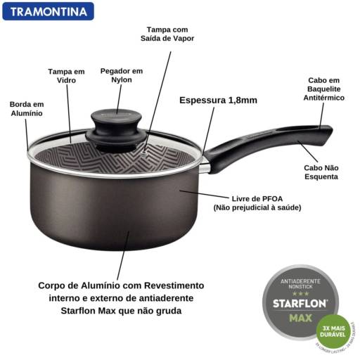 Panela Chumbo 20cm Antiaderente - Tramontina por Casa Vitória