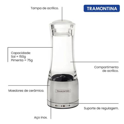 Moedor de Pimenta Inox/Acrílico 20cm - Tramontina por Casa Vitória