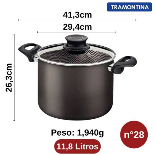 Caçarola Antiaderente 28cm Chumbo - Tramontina por Casa Vitória