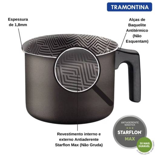 Caneca Antiaderente 12cm Paris Chumbo - Tramontina por Casa Vitória