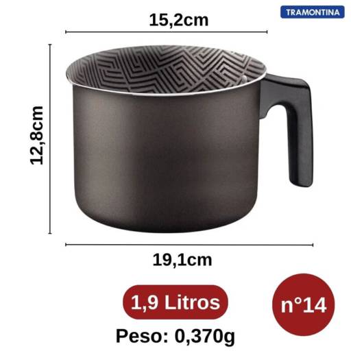 Caneca Antiaderente 14cm Paris Chumbo - Tramontina por Casa Vitória