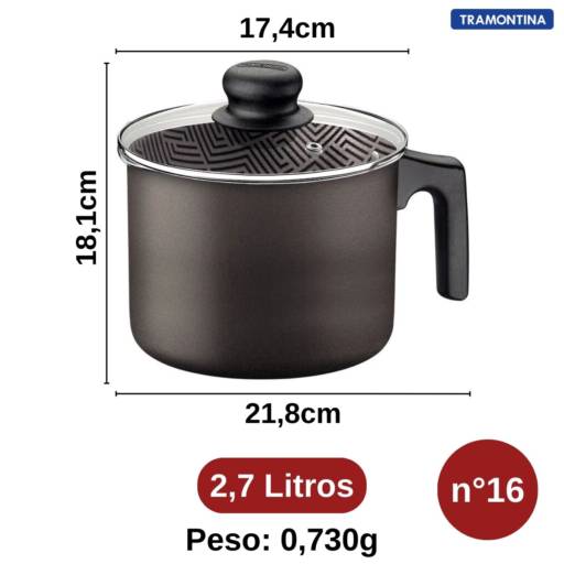 Fervedor Antiaderente 16cm c/Tampa Chumbo - Tramontina por Casa Vitória